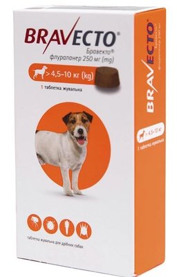 Бравекто Bravecto таблетки от блох и клещей для собак весом от 4,5 до 10 кг, 1 таблетка 75 фото