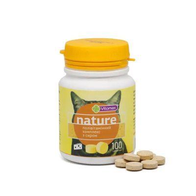 Витомакс Vitomax Nature поливитаминный комплекс таблеток со вкусом сыра для кошек, 100 таблеток 11727 фото
