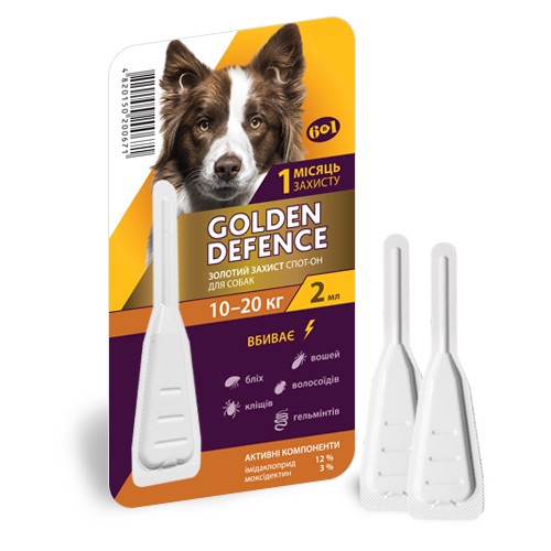 Золотая Защита для собак 10-20 кг Golden Defence капли от блох и клещей, 1 пипетка 264 фото