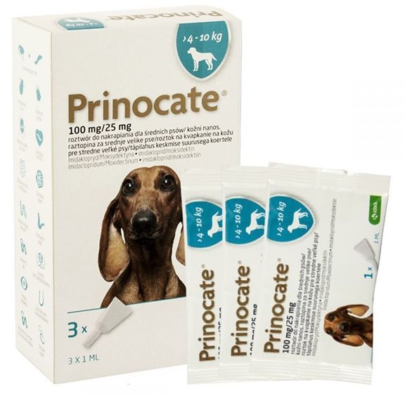 Прінокат Prinocate Medium Dog краплі від бліх та кліщів для середніх собак вагою 4 - 10 кг, 3 піпетки по 1 мл 4217 фото