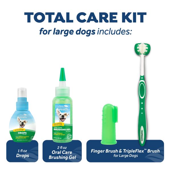 Набір Тropiclean Total Care Kit for Large Dog "Свіже Дихання" для великих собак, гель + краплі у воду + 2 щітки 5432 фото