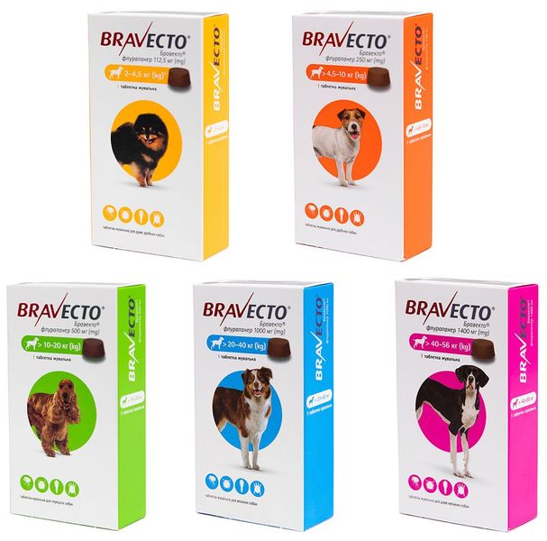 Бравекто 4,5-10 кг Bravecto таблетки від бліх та кліщів для собак, 1 таблетка 75 фото