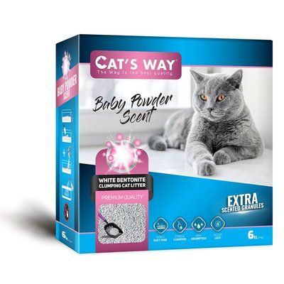Бентонитовый наполнитель CAT'S WAY BOX детская присыпка + розовые гранулы, 6л коробка 6л Рожев_BOX фото