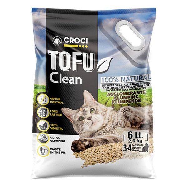 Croci Tofu Clean соевый гранулированный наполнитель без ароматизатора для кошачьего туалета, объём 6 л (С4025811) 6300 фото