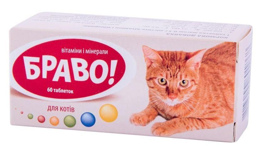 Браво витамины и минералы для кошек, 60 таблеток 1583 фото