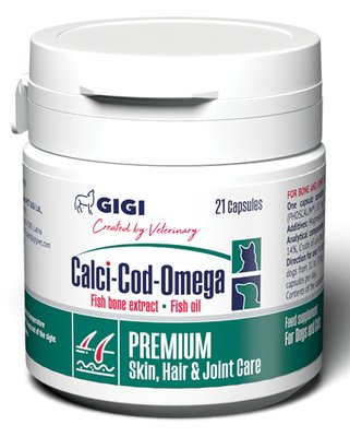 Кальцій Код Омега Calci Cod Omega Gigi вітаміни для кісток суглобів вовни шкіри собак і кішок, 21 капсула 4724 фото