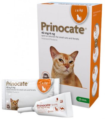 Прінокат Prinocate Small Cat краплі від бліх та кліщів для котів вагою до 4 кг і тхорів, 1 пипетка х 0,4 мл 4747 фото