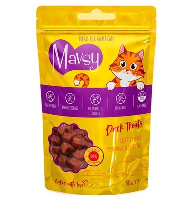 Mavsy Duck treats ніжна качина грудинка - ласощі для котів, 50 гр (LSCJ04) 6002 фото