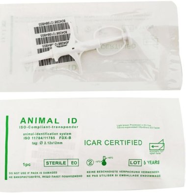 Мікрочіп Animal ID стерильний одноразовий ін'єктор зі знімною голкою, 1 чіп 4174 фото