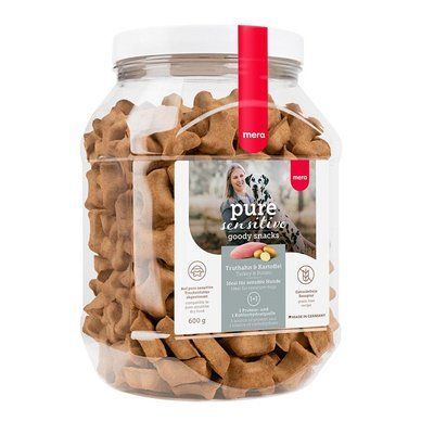 Mera good snacks pure sensitive Truthahn & Kartoffel снеки для чувствительных собак с индейкой и картофелем, 600 гр 059278 - 9218 фото