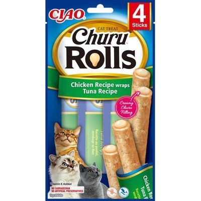 Ласощі INABA "Churu Rolls" для котів, курка/тунець 4*10 гр EU731 фото