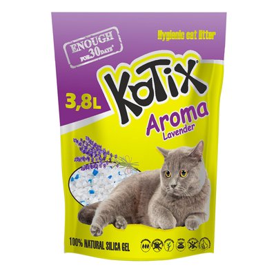 Котікс Лаванда Kotix Aroma Lavender силікагелевий наповнювач для котячого туалету, об'єм 3,8 л (Kotix 3,8 ЛАВАНДА) 6301 фото