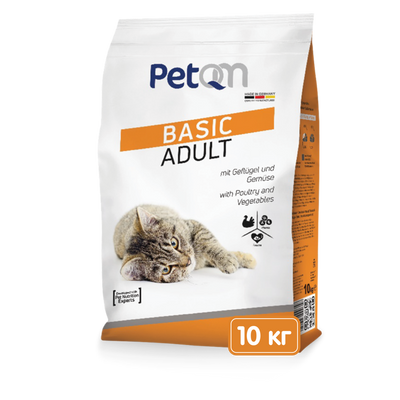 PetQM Cat Basic Adult with Poultry and Vegetables сухой корм с домашней птицей и овощами для кошек, 10 кг (701505) 7403 фото