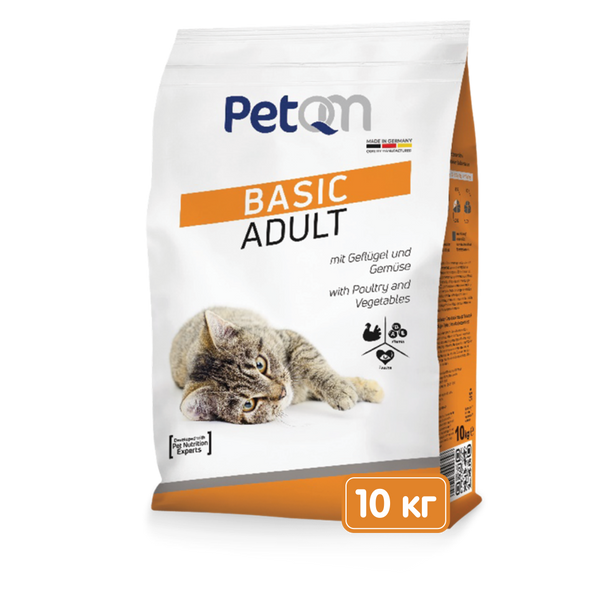 PetQM Cat Basic Adult with Poultry and Vegetables сухий корм з домашньою птицею та овочами для котів, 10 кг (701505) 7403 фото