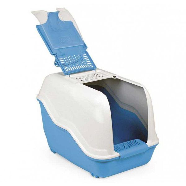 Туалет-бокс Нетта 54*39*40 см Netta пластиковий закритий із фільтром для кішок, колір синій 3712 фото