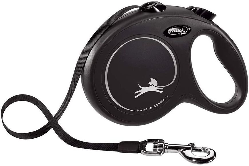 Поводок рулетка Flexi New Classic M, для собак весом до 25 кг, лента 5 метров, цвет черный 4301 фото