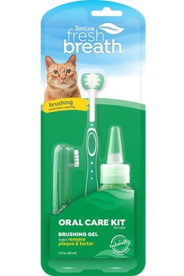 Набор Тропиклин Свежее Діхание Tropiclean Fresh Breath Oral Care Kit for Cat для кошек, гель 59 мл + 2 зубные щетки 5435 фото