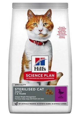 Хілс Hill SP Feline Adult Sterilised Cat Duck корм з качкою для стерилізованих кішок від 1 до 6 років, 1,5 кг (607277) 7711 фото