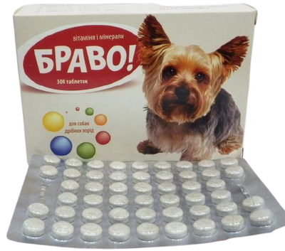 Браво вітаміни і мінерали для собак дрібних порід, 300 таблеток 977 фото