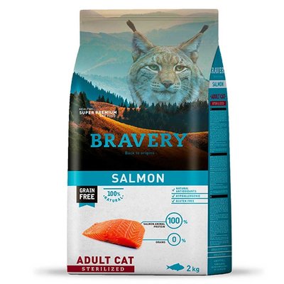 Бравері Bravery Salmon Adult Cat Sterilized сухий корм із лососем для стерилізованих котів, 2 кг (7708) 6559 фото
