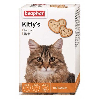 Киттис Таурин Kitty's Taurine + Biotine витаминизированное лакомство с таурином и биотином для кошек, 180 таблеток (12578) 7292 фото