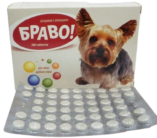 Браво вітаміни і мінерали для собак дрібних порід, 300 таблеток 977 фото