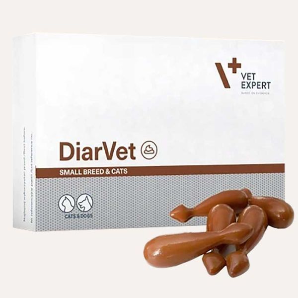 DiarVet VetExpert (бентонит, инулин, пектин, танины) против диареи у кошек и собак мелких пород, 30 капсул 11527 фото