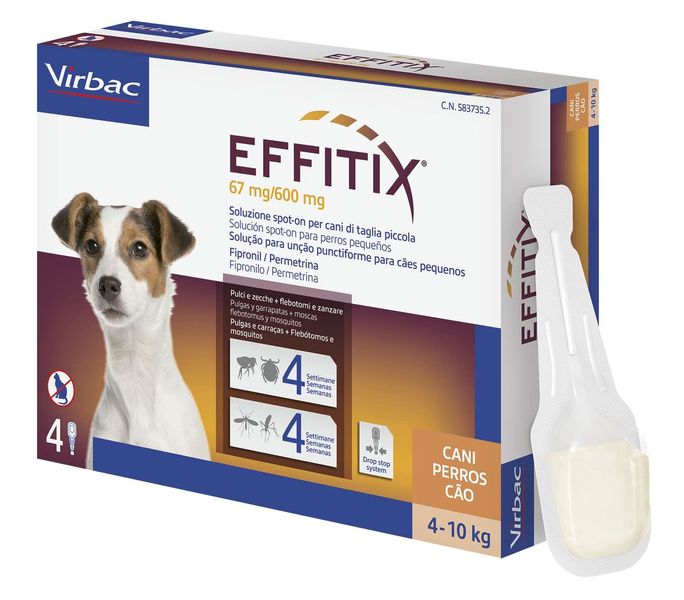 Эффитикс 4 - 10 кг Effitix Virbac капли для собак от блох, клещей, комаров, мух, власоедов, 1 пипетка 3735 фото